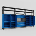 M222 Modular Work Bench with Shelves - H3100mm x W5640mm | Laminate WBT | Blue