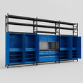 M222 Modular Work Bench with Shelves - H3100mm x W5640mm | Laminate WBT | Blue