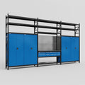 M222 Modular Work Bench with Shelves - H3100mm x W5640mm | Laminate WBT | Blue