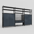 M222 Modular Work Bench with Shelves - H3100mm x W5640mm | Laminate WBT | Dark Grey