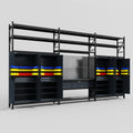 M222 Modular Work Bench with Shelves - H3100mm x W5640mm | Laminate WBT | Dark Grey