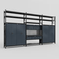 M222 Modular Work Bench with Shelves - H3100mm x W5640mm | Laminate WBT | Dark Grey