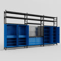 M222 Modular Work Bench with Shelves - H3100mm x W5640mm | Laminate WBT | Blue