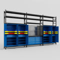 M222 Modular Work Bench with Shelves - H3100mm x W5640mm | Laminate WBT | Blue