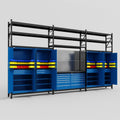 M222 Modular Work Bench with Shelves - H3100mm x W5640mm | Laminate WBT | Blue