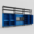 M222 Modular Work Bench with Shelves - H3100mm x W5640mm | Laminate WBT | Blue