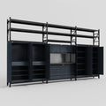M222 Modular Work Bench with Shelves - H3100mm x W5640mm | Laminate WBT | Dark Grey