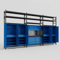 M222 Modular Work Bench with Shelves - H3100mm x W5640mm | Laminate WBT | Blue