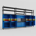 M222 Modular Work Bench with Shelves - H3100mm x W5640mm | Laminate WBT | Blue