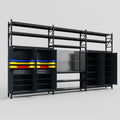 M222 Modular Work Bench with Shelves - H3100mm x W5640mm | Laminate WBT | Dark Grey