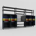 M222 Modular Work Bench with Shelves - H3100mm x W5640mm | Laminate WBT | Dark Grey