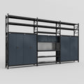 M222 Modular Work Bench with Shelves - H3100mm x W5640mm | Laminate WBT | Dark Grey