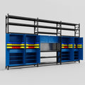 M222 Modular Work Bench with Shelves - H3100mm x W5640mm | Laminate WBT | Blue