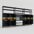 M222 Modular Work Bench with Shelves - H3100mm x W5640mm | Laminate WBT | Dark Grey