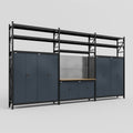 M222 Modular Work Bench with Shelves - H3100mm x W5640mm | MDF WBT | Dark Grey