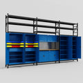 M222 Modular Work Bench with Shelves - H3100mm x W5640mm | MDF WBT | Blue