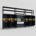 M222 Modular Work Bench with Shelves - H3100mm x W5640mm | MDF WBT | Dark Grey