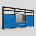 M222 Modular Work Bench with Shelves - H3100mm x W5640mm | MDF WBT | Blue