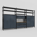M222 Modular Work Bench with Shelves - H3100mm x W5640mm | MDF WBT | Dark Grey