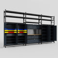 M222 Modular Work Bench with Shelves - H3100mm x W5640mm | MDF WBT | Dark Grey