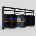 M222 Modular Work Bench with Shelves - H3100mm x W5640mm | MDF WBT | Dark Grey