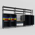M222 Modular Work Bench with Shelves - H3100mm x W5640mm | MDF WBT | Dark Grey