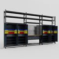 M222 Modular Work Bench with Shelves - H3100mm x W5640mm | MDF WBT | Dark Grey
