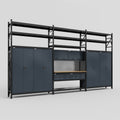 M222 Modular Work Bench with Shelves - H3100mm x W5640mm | MDF WBT | Dark Grey