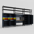 M222 Modular Work Bench with Shelves - H3100mm x W5640mm | MDF WBT | Dark Grey
