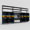 M222 Modular Work Bench with Shelves - H3100mm x W5640mm | MDF WBT | Dark Grey