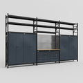 M222 Modular Work Bench with Shelves - H3100mm x W5640mm | MDF WBT | Dark Grey