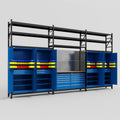 M222 Modular Work Bench with Shelves - H3100mm x W5640mm | MDF WBT | Blue