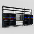M222 Modular Work Bench with Shelves - H3100mm x W5640mm | MDF WBT | Dark Grey