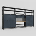 M222 Modular Work Bench with Shelves - H3100mm x W5640mm | MDF WBT | Dark Grey