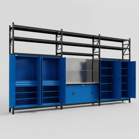 M222 Modular Work Bench with Shelves - H3100mm x W5640mm