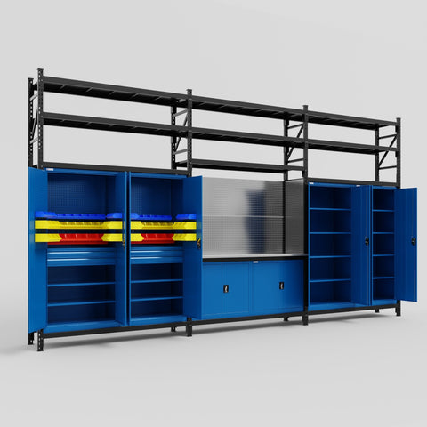 M222 Modular Work Bench with Shelves - H3100mm x W5640mm
