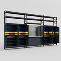 M222 Modular Work Bench with Shelves - H3100mm x W5640mm | Stainless WBT | Dark Grey