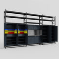M222 Modular Work Bench with Shelves - H3100mm x W5640mm | Stainless WBT | Dark Grey