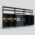 M222 Modular Work Bench with Shelves - H3100mm x W5640mm | Stainless WBT | Dark Grey