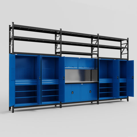 M222 Modular Work Bench with Shelves - H3100mm x W5640mm
