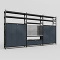 M222 Modular Work Bench with Shelves - H3100mm x W5640mm | Stainless WBT | Dark Grey