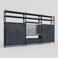 M222 Modular Work Bench with Shelves - H3100mm x W5640mm | Stainless WBT | Dark Grey