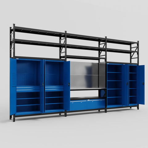 M222 Modular Work Bench with Shelves - H3100mm x W5640mm