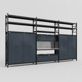 M222 Modular Work Bench with Shelves - H3100mm x W5640mm | Stainless WBT | Dark Grey
