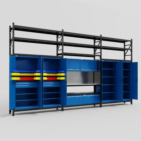 M222 Modular Work Bench with Shelves - H3100mm x W5640mm