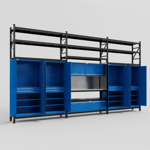 M222 Modular Work Bench with Shelves - H3100mm x W5640mm