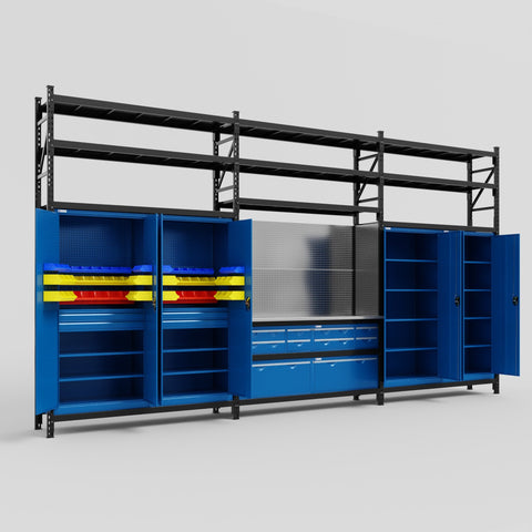 M222 Modular Work Bench with Shelves - H3100mm x W5640mm