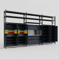 M222 Modular Work Bench with Shelves - H3100mm x W5640mm | Stainless WBT | Dark Grey