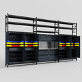 M222 Modular Work Bench with Shelves - H3100mm x W5640mm | Stainless WBT | Dark Grey