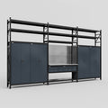 M222 Modular Work Bench with Shelves - H3100mm x W5640mm | Stainless WBT | Dark Grey